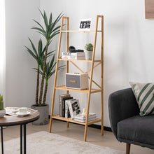 Load image into Gallery viewer, Multifunctional 4-Tier Bamboo Ladder Bookshelf Decorative Storage Rack
