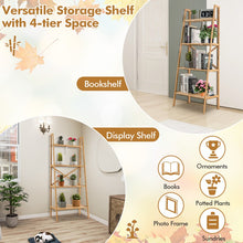 Load image into Gallery viewer, Multifunctional 4-Tier Bamboo Ladder Bookshelf Decorative Storage Rack
