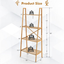 Load image into Gallery viewer, Multifunctional 4-Tier Bamboo Ladder Bookshelf Decorative Storage Rack

