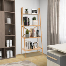 Load image into Gallery viewer, Multifunctional 4-Tier Bamboo Ladder Bookshelf Decorative Storage Rack
