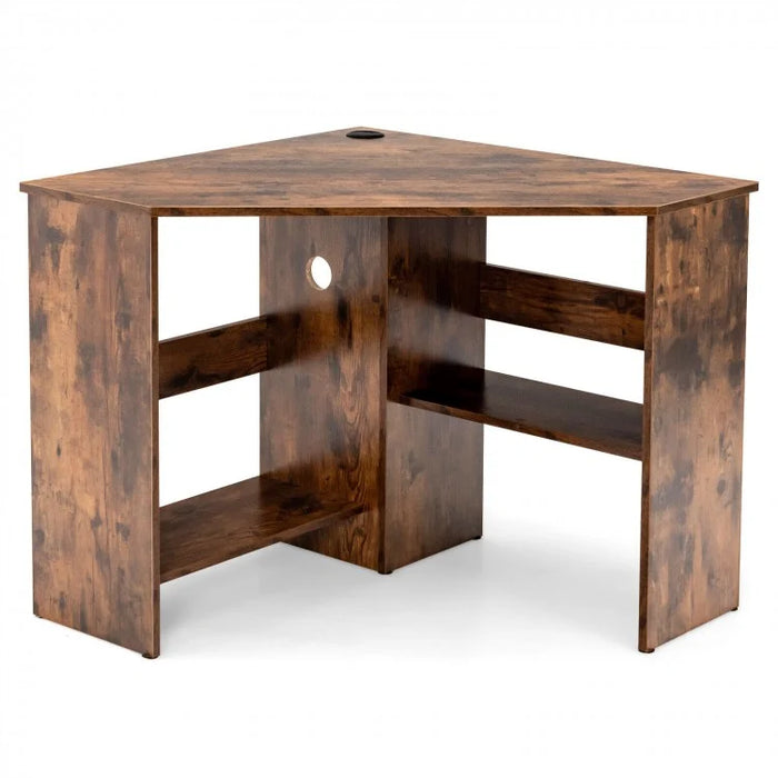 Corner Workstation with Storage Shelves for Bedroom Office and Computer Desk