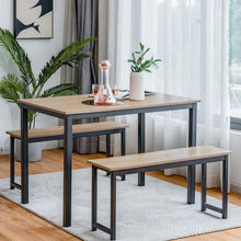 Load image into Gallery viewer, Costway Modern Dining Room Table 3-Piece Set with 2 Benches - Suitable for Dining Room and Kitchen
