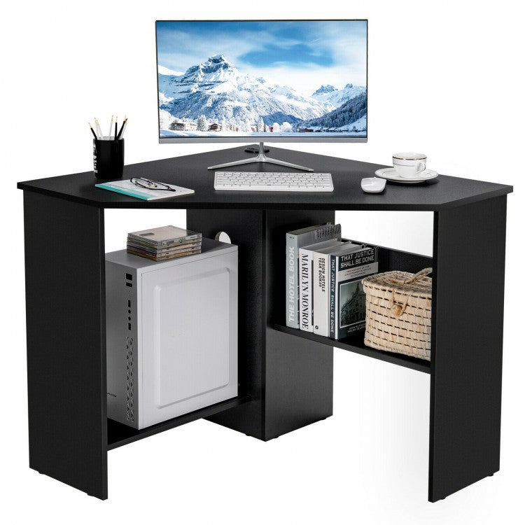Corner Workstation with Storage Shelves for Bedroom Office and Computer Desk