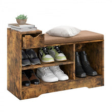 Load image into Gallery viewer, Vintage Open Entryway Shoe Cabinet with Bench and Drawers
