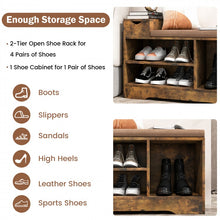 Load image into Gallery viewer, Vintage Open Entryway Shoe Cabinet with Bench and Drawers
