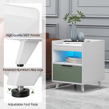 Load image into Gallery viewer, Inexpensive White Modern Double-Tier Nightstand with Drawers and LED Lights
