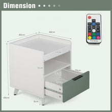 Load image into Gallery viewer, Inexpensive White Modern Double-Tier Nightstand with Drawers and LED Lights
