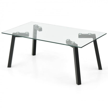 Modern Minimalist Coffee Table with Tempered Glass Top - Suitable for Living Room and Cafe