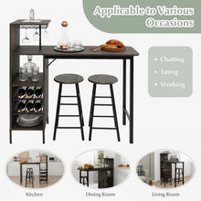 Load image into Gallery viewer, Modern Counter Height Dining Room Sets - 3-Piece Set with Wine Glass Rack and Wine Storage - Suitable for Restaurant and Bar
