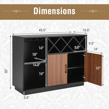 Charger l&#39;image dans la galerie, Costway Black Bar Cabinet Dining Cabinet with Removable Wine Rack and Glass Holder - Industrial Style, Suitable for Restaurant
