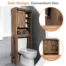 Load image into Gallery viewer, Rustic Farmhouse Vintage Wooden Bathroom Cabinet - Freestanding Unit with Sliding Barn Doors and Open Shelves
