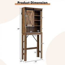 Load image into Gallery viewer, Rustic Farmhouse Vintage Wooden Bathroom Cabinet - Freestanding Unit with Sliding Barn Doors and Open Shelves
