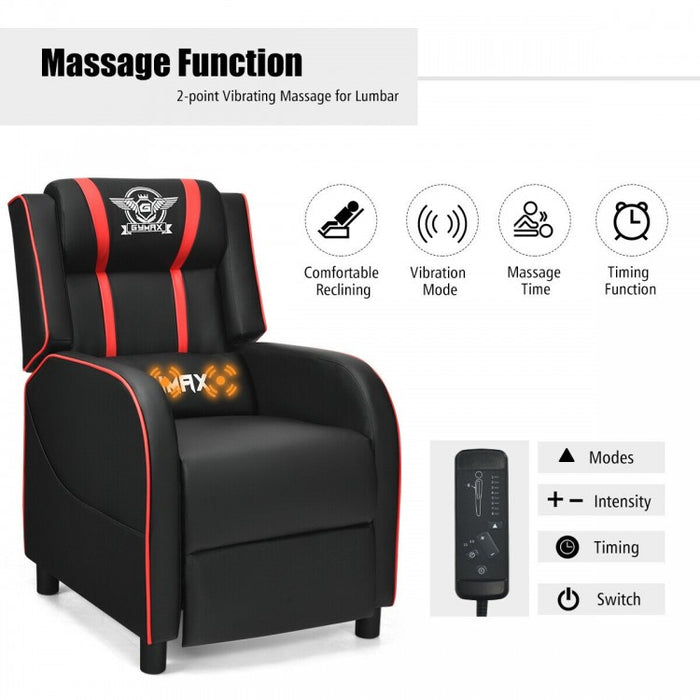Multi-Functional PU Leather Gaming Massage Recliner Chair with Footrest