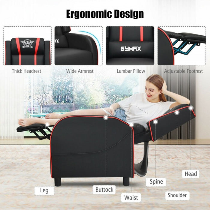 Multi-Functional PU Leather Gaming Massage Recliner Chair with Footrest