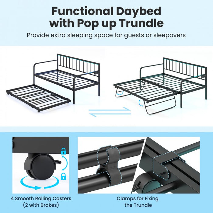 Modern Minimalist Metal Sofa Bed with Built-in LED Lighting
