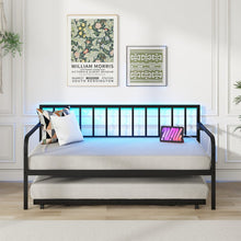 Charger l&#39;image dans la galerie, Modern Minimalist Metal Sofa Bed with Built-in LED Lighting
