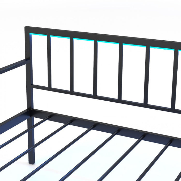 Modern Minimalist Metal Sofa Bed with Built-in LED Lighting