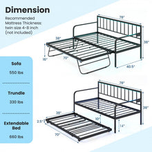 Charger l&#39;image dans la galerie, Modern Minimalist Metal Sofa Bed with Built-in LED Lighting
