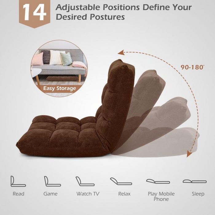 14-Level Adjustable Padded Floor Chair with Easy Storage