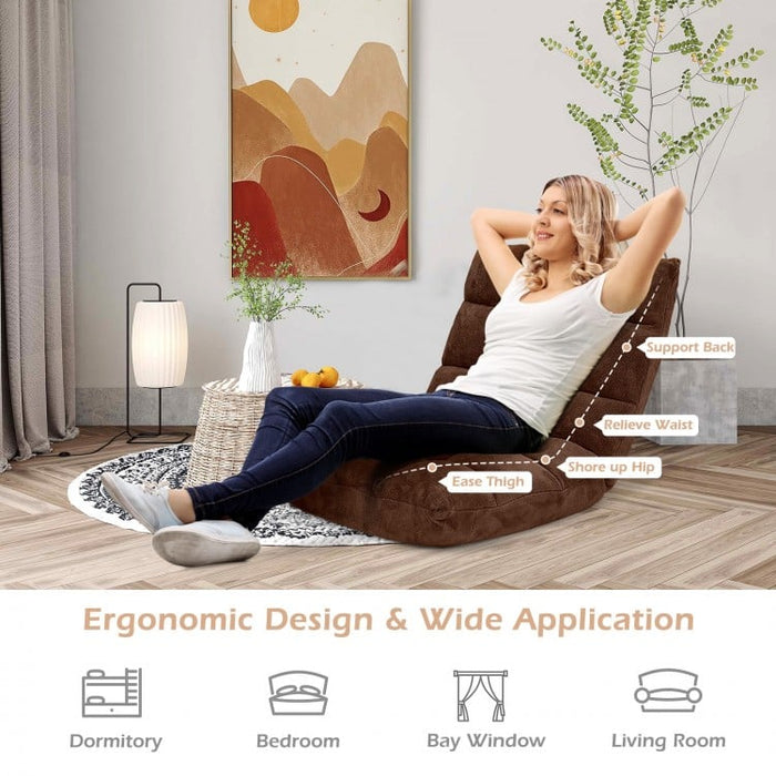14-Level Adjustable Padded Floor Chair with Easy Storage