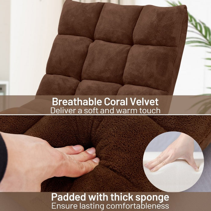 14-Level Adjustable Padded Floor Chair with Easy Storage