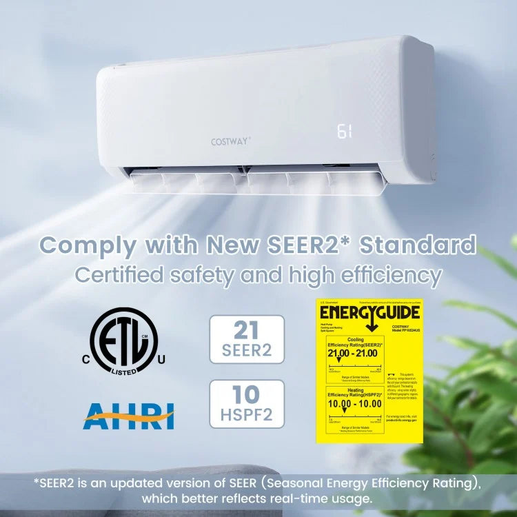 Energy Star Certified 12000 BTU Mini Split Air Conditioner and Heater, with 24H Timer