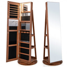 Load image into Gallery viewer, Multifunctional 360° Rotating Mirror Jewelry Cabinet with Built-in LED Lights - Ideal for Bedroom and Makeup Room
