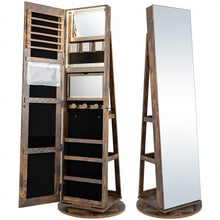 Load image into Gallery viewer, Multifunctional 360° Rotating Mirror Jewelry Cabinet with Built-in LED Lights - Ideal for Bedroom and Makeup Room
