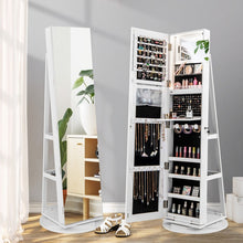 Load image into Gallery viewer, Multifunctional 360° Rotating Mirror Jewelry Cabinet with Built-in LED Lights - Ideal for Bedroom and Makeup Room

