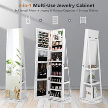 Load image into Gallery viewer, Multifunctional 360° Rotating Mirror Jewelry Cabinet with Built-in LED Lights - Ideal for Bedroom and Makeup Room
