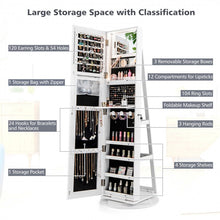 Load image into Gallery viewer, Multifunctional 360° Rotating Mirror Jewelry Cabinet with Built-in LED Lights - Ideal for Bedroom and Makeup Room
