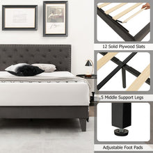 Load image into Gallery viewer, Gray Tufted Velvet Headboard Quiet Bed Frame with Storage Underneath
