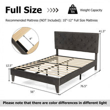 Load image into Gallery viewer, Gray Tufted Velvet Headboard Quiet Bed Frame with Storage Underneath
