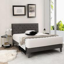 Load image into Gallery viewer, Gray Tufted Velvet Headboard Quiet Bed Frame with Storage Underneath
