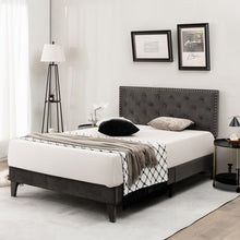 Load image into Gallery viewer, Gray Tufted Velvet Headboard Quiet Bed Frame with Storage Underneath
