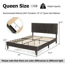 Load image into Gallery viewer, Gray Tufted Velvet Headboard Quiet Bed Frame with Storage Underneath
