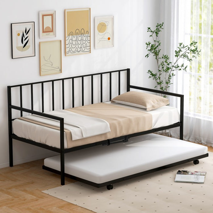Modern Minimalist Sofa Bed with Pull-Out Wheeled Bed for Two