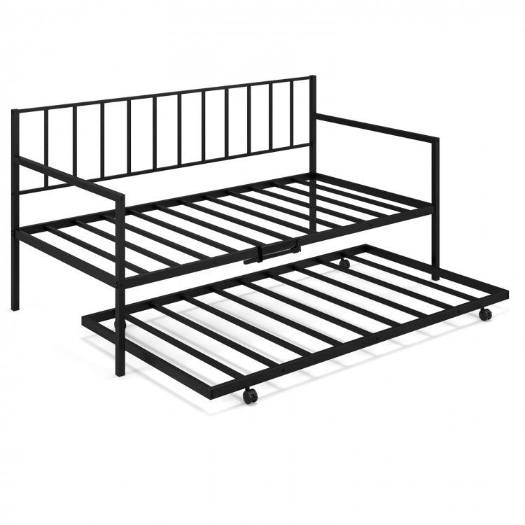 Modern Minimalist Sofa Bed with Pull-Out Wheeled Bed for Two