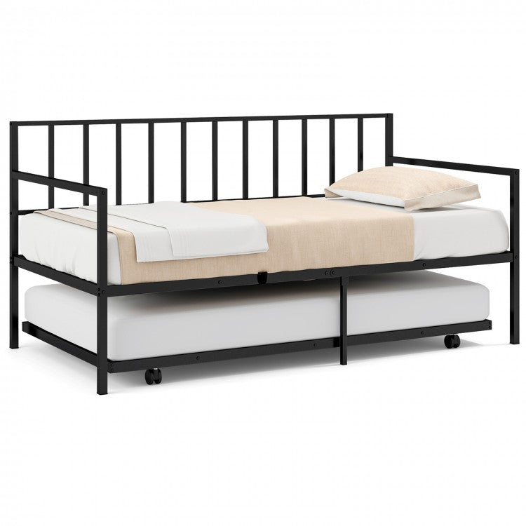 Modern Minimalist Sofa Bed with Pull-Out Wheeled Bed for Two