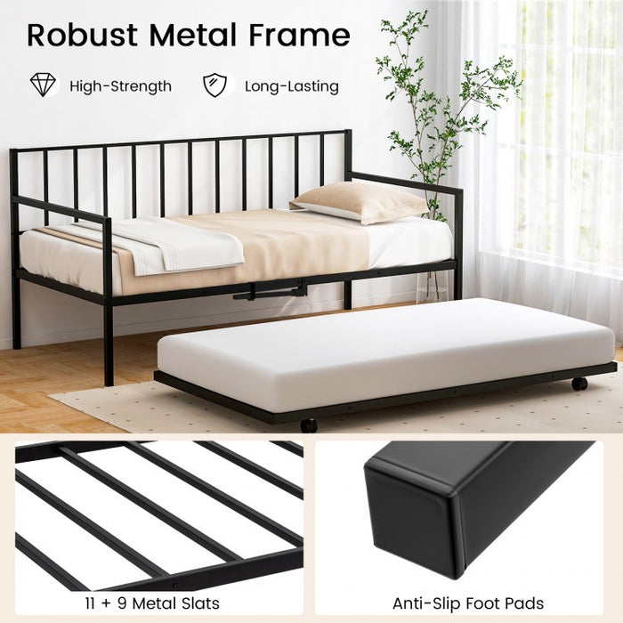 Modern Minimalist Sofa Bed with Pull-Out Wheeled Bed for Two