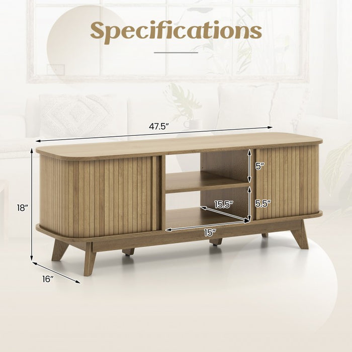 TV Stand for 55 Inch TV with Dual Sliding Doors and Shelves