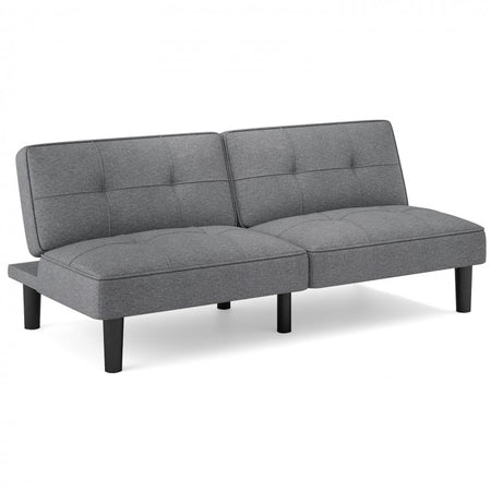 Costway Gray Sofa Bed Futon with 6-Position Adjustment - Suitable for Bedroom and Study
