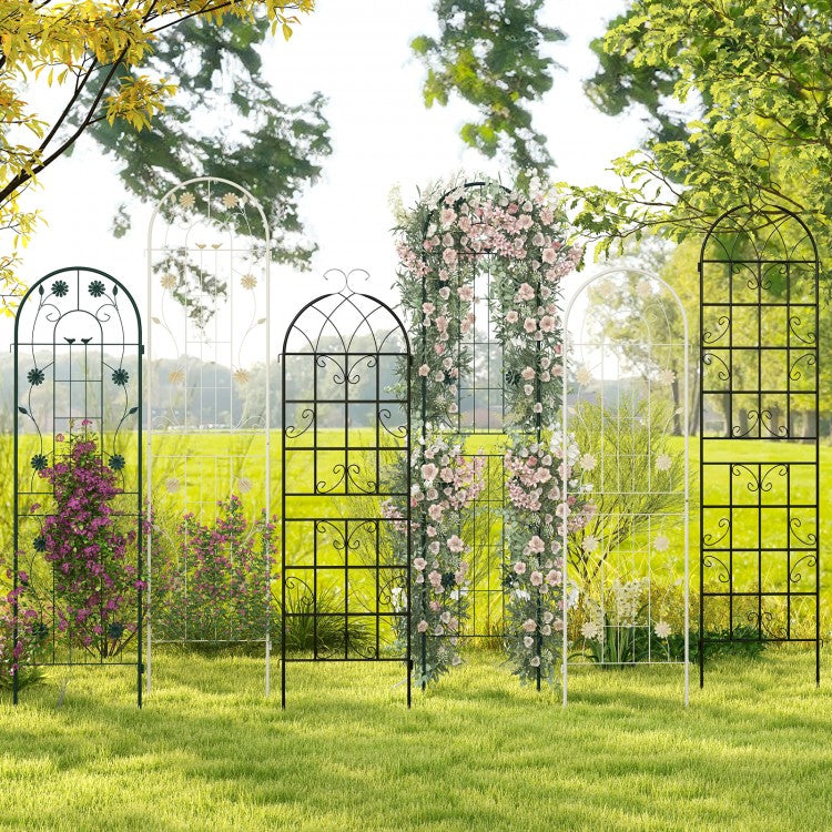 2-Piece Outdoor Garden White Metal Decorative Trellis & Plant Stand Set