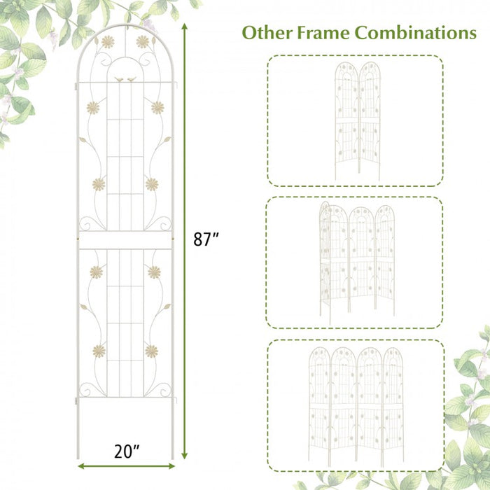 2-Piece Outdoor Garden White Metal Decorative Trellis & Plant Stand Set
