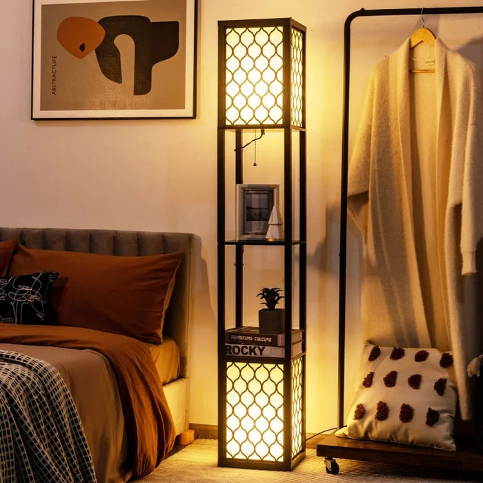 Modern Multifunctional Storage Floor Lamp with Tray Table