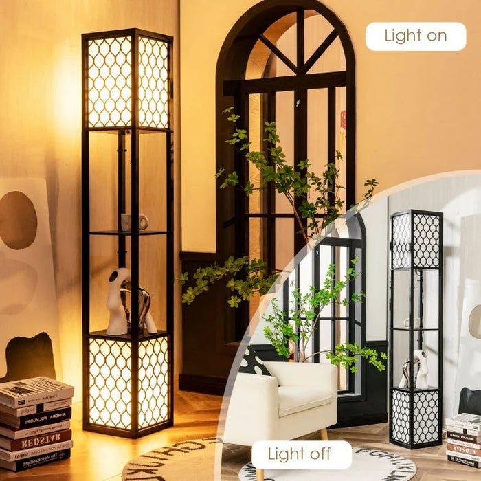 Modern Multifunctional Storage Floor Lamp with Tray Table