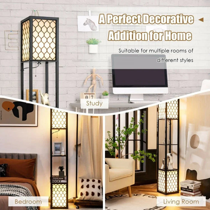 Modern Multifunctional Storage Floor Lamp with Tray Table