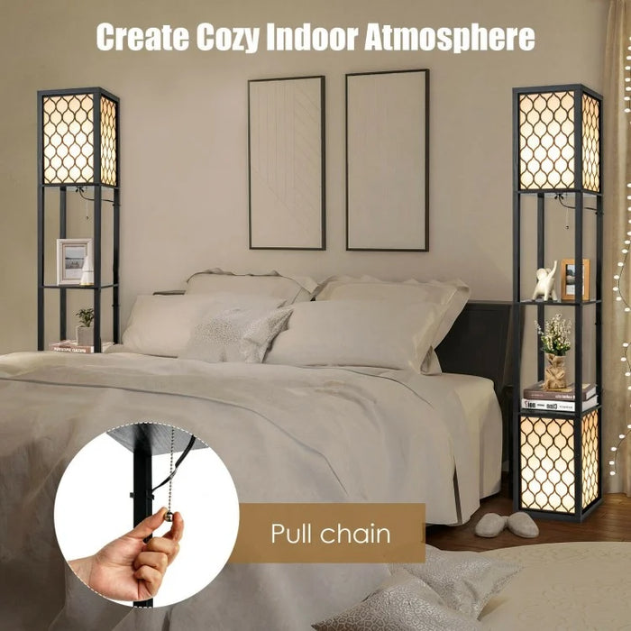 Modern Multifunctional Storage Floor Lamp with Tray Table