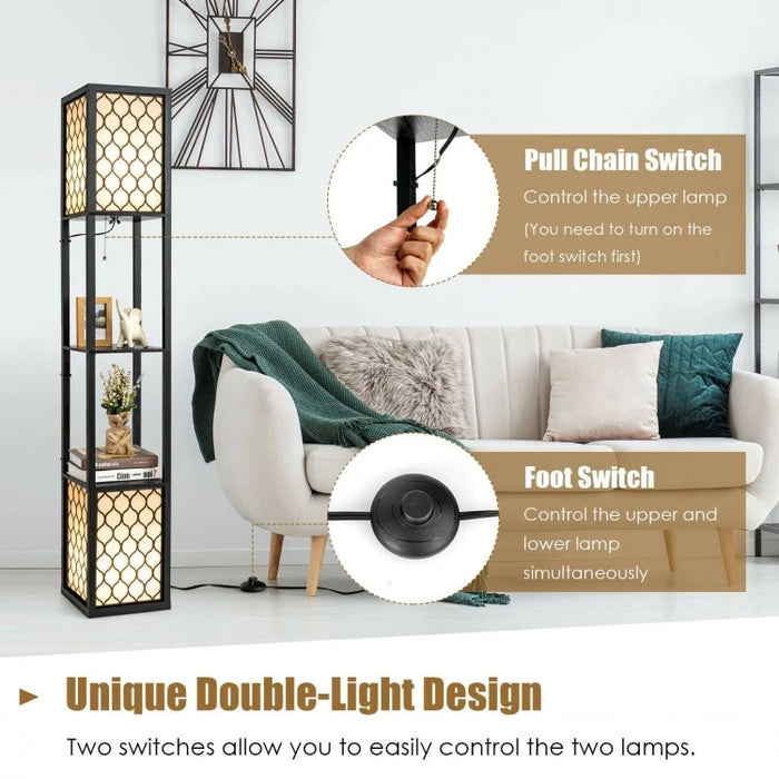 Modern Multifunctional Storage Floor Lamp with Tray Table
