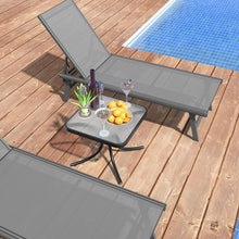Charger l&#39;image dans la galerie, Costway Black Outdoor Side Table with Tempered Glass Top and Metal Base - Suitable for Garden and Patio
